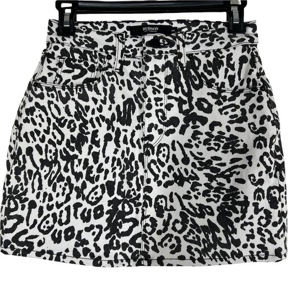 NWT NEW Hudson Jeans The Viper Mini Skirt In Washed Leopard Size 24 - Picture 3 of 9